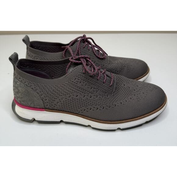 Cole Haan Zerogrand Stitchlite Oxford Womens 8B Grey Knit Cheetah Tie Up Sneaker - Picture 1 of 9